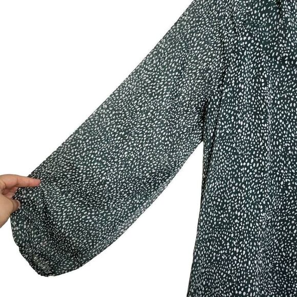 Joie Green Polka Dot Balloon Sleeves Chiffon Shift Mini Dress Size Small - Picture 5 of 10